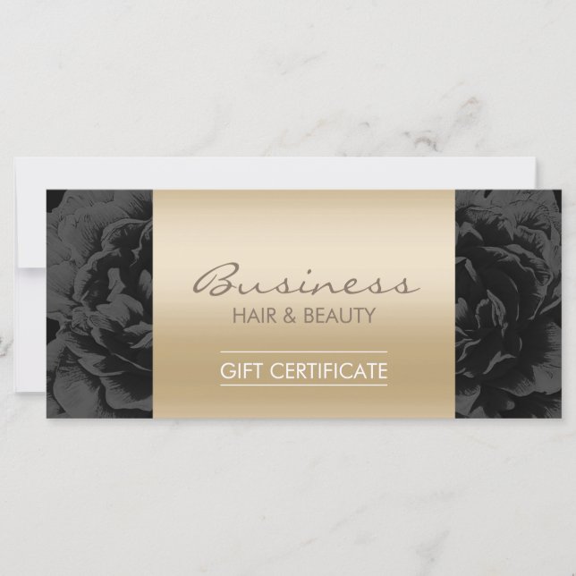 Elegante Floral Black Gold Salon Certificados de r (Anverso)
