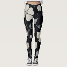 Elegante Floral Black Leggings