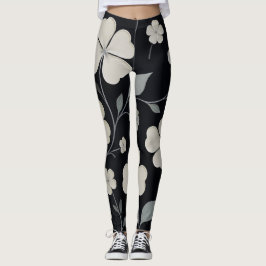 Elegante Floral Black Leggings