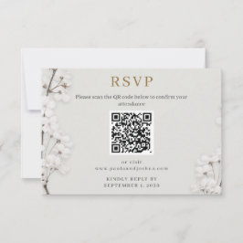 Elegante Floral Blanco Código QR RSVP Boda