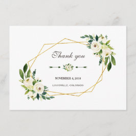 Elegante Floral Blanco Marco Dorado Agradecimiento