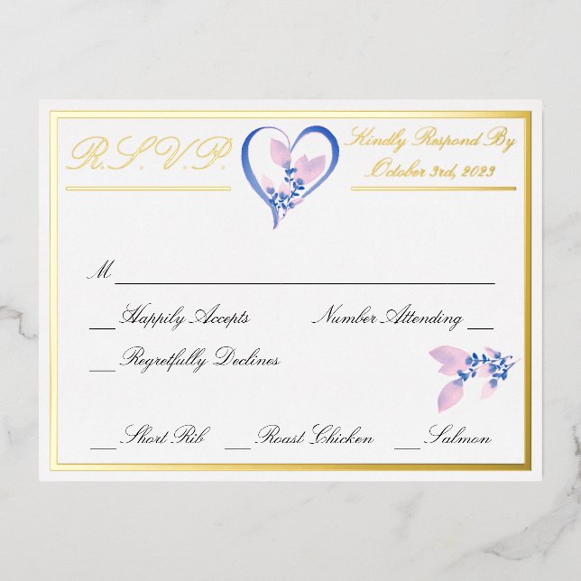 Elegante Floral Blanco Tarjeta de Respuesta de Bod (Anverso)