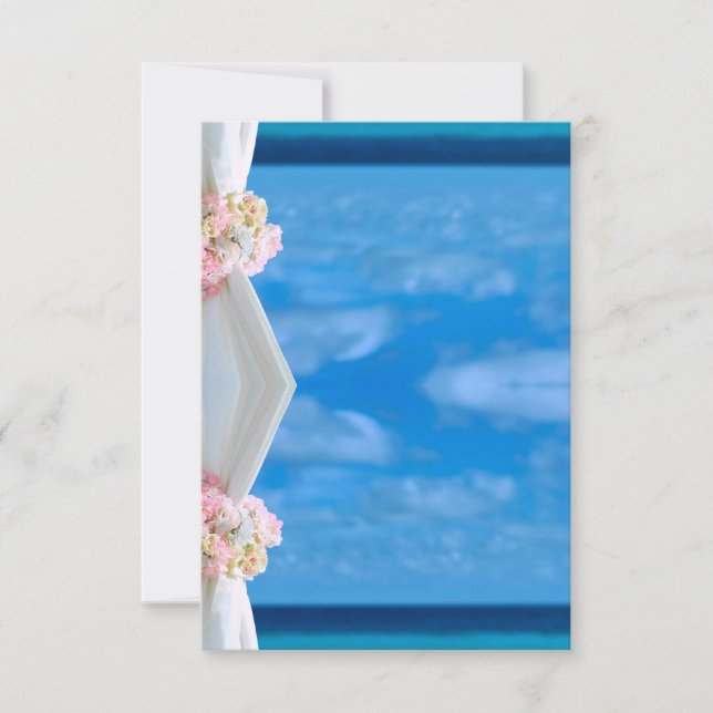 Elegante Floral Blue Ocean Beach Wedding Place Car (Anverso)
