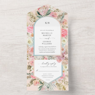 Elegante Floral Bohemia En Una Invitación