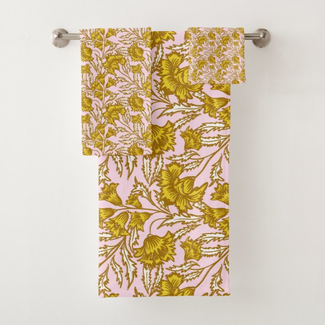 Elegante floral botánico boho rosa amarillo (In situ)