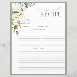 Elegante Floral Bridal Shower Receta Binder Página