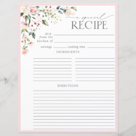 Elegante Floral Bridal Shower Receta Binder Página