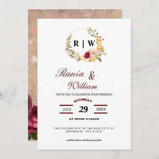 Elegante floral con texto caligráfico Invitación