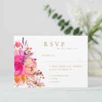 Elegante Floral de Acuarela Rosa Tarjeta de RSVP d
