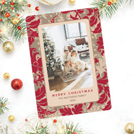 Elegante floral de Navidad con foto personalizada
