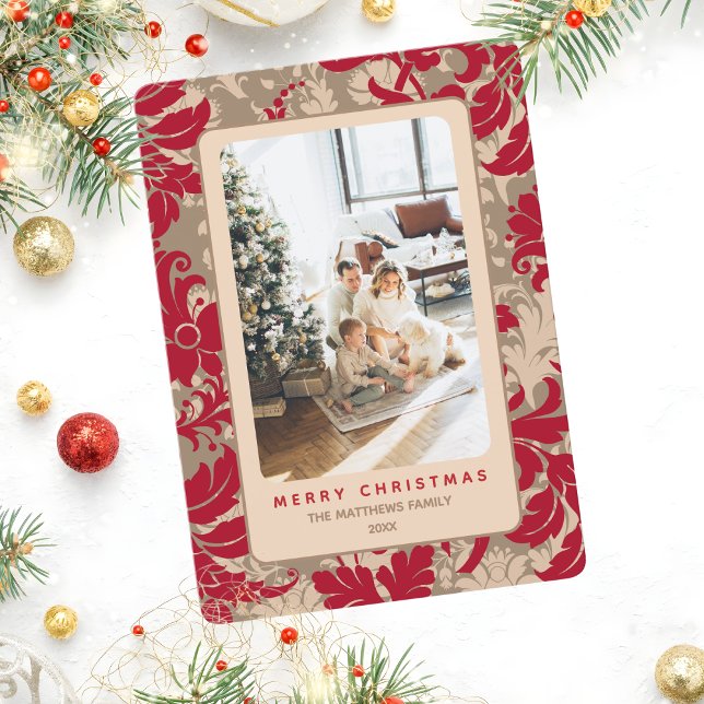 Elegante floral de Navidad con foto personalizada  (Subido por el creador)