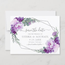 Elegante Floral de plata morada salva al Boda de f