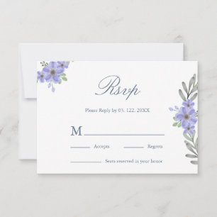 Elegante Floral de Vinca Minimalista RSVP de Boda 