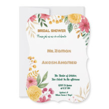 Elegante Floral Doble Nombre Bridal Ducha Invitaci
