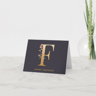 Elegante floral dorada F Monograma Moda personaliz