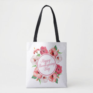 Elegante floral feliz día de gracias  Bolsa Tote