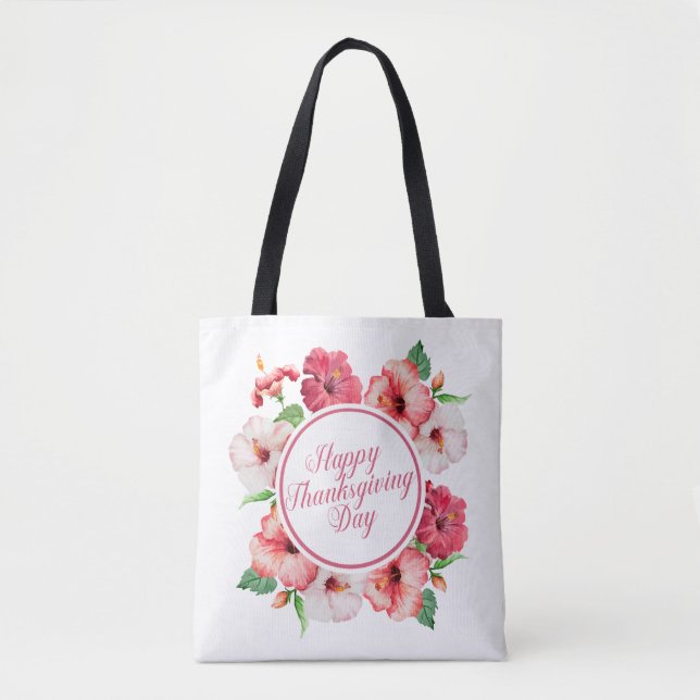 Elegante floral feliz día de gracias| Bolsa Tote (Anverso)