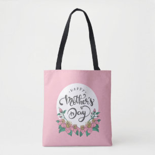Elegante Floral feliz Día de la Madre   Bolsa de T