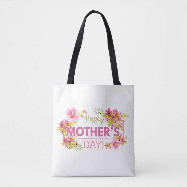 Elegante Floral feliz Día de la Madre | Bolsa de T (Anverso)