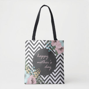 Elegante Floral feliz Día de la Madre   Bolsa de T