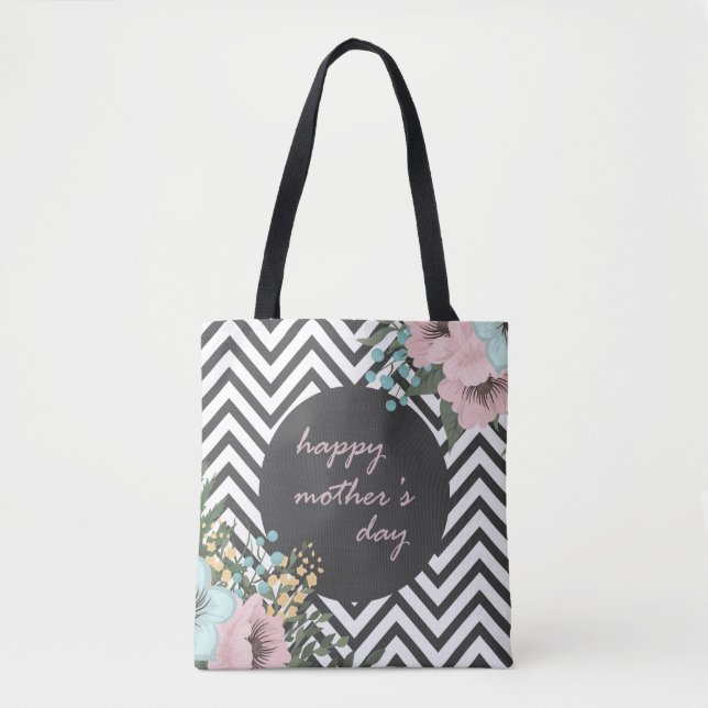 Elegante Floral feliz Día de la Madre | Bolsa de T (Anverso)
