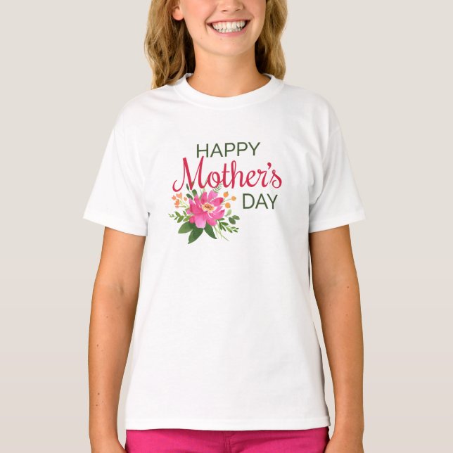 Elegante Floral feliz Día de la Madre | Camisa (Anverso)