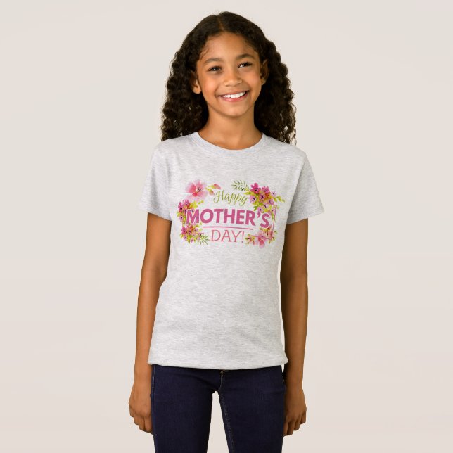 Elegante Floral feliz Día de la Madre | Camisa Jer (Anverso completo)