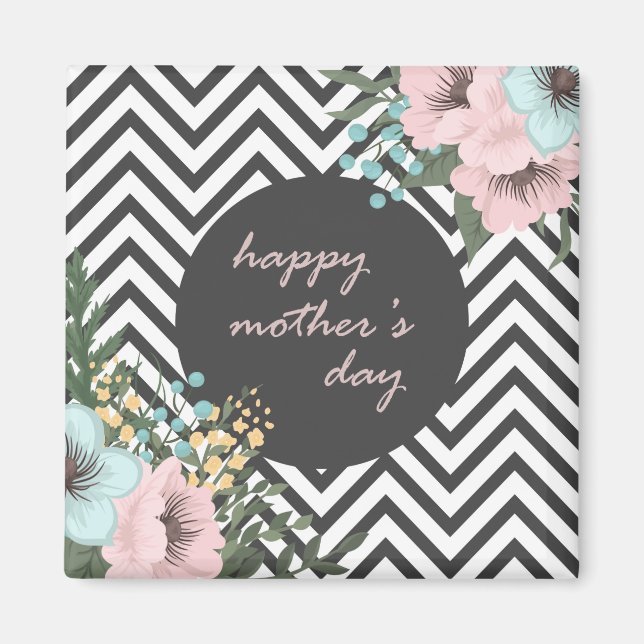 Elegante Floral feliz Día de la Madre | Imán (Frente)