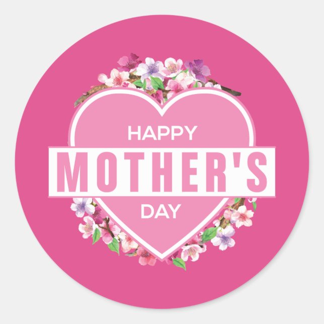 Elegante Floral feliz Día de la Madre | PEGATINA (Anverso)