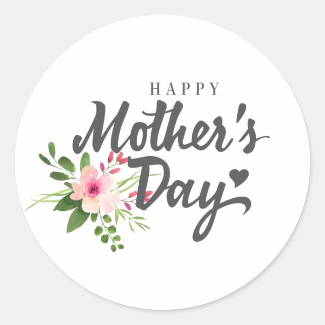 Elegante Floral feliz Día de la Madre | Sello Pega (Anverso)