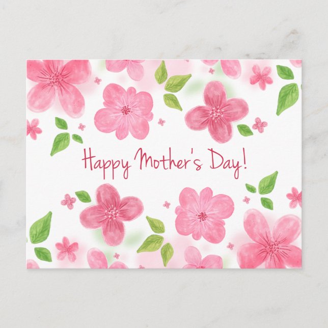 Elegante Floral feliz Día de la Madre | Tarjeta po (Anverso)