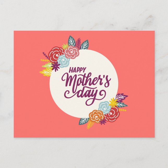 Elegante Floral feliz Día de la Madre | Tarjeta po (Anverso)