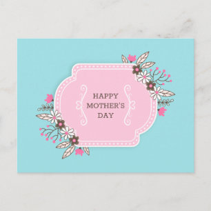Elegante Floral feliz Día de la Madre   Tarjeta po