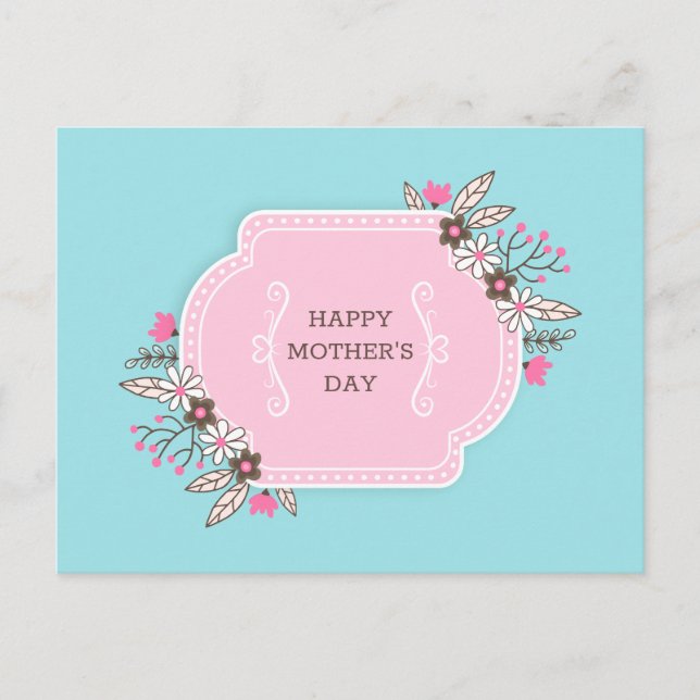 Elegante Floral feliz Día de la Madre | Tarjeta po (Anverso)