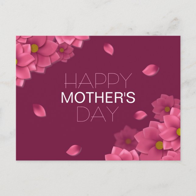 Elegante Floral feliz Día de la Madre | Tarjeta po (Anverso)