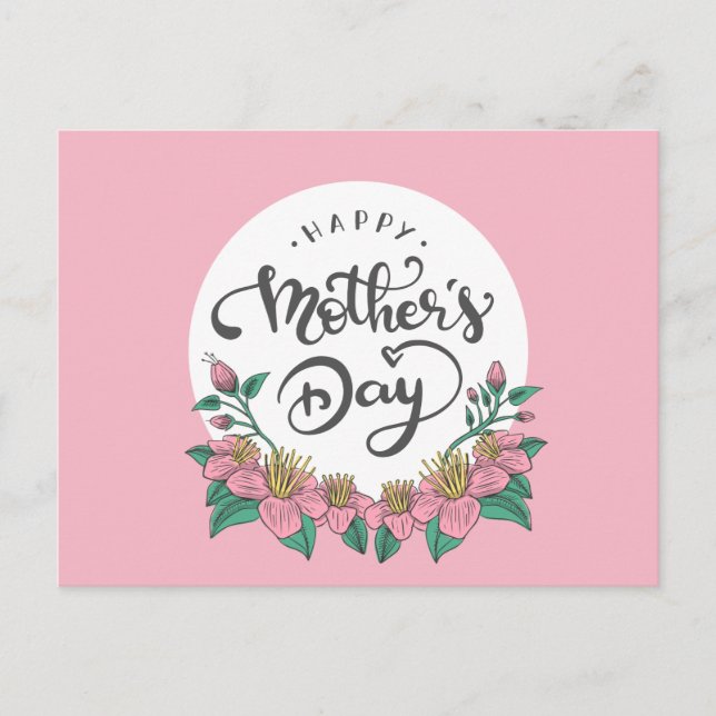 Elegante Floral feliz Día de la Madre | Tarjeta po (Anverso)