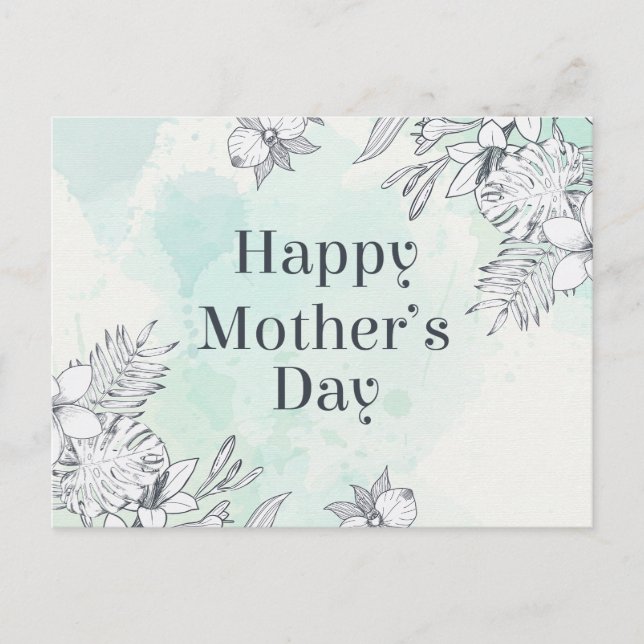 Elegante Floral feliz Día de la Madre | Tarjeta po (Anverso)