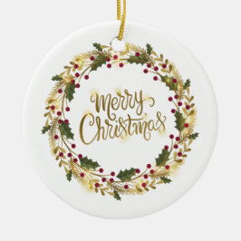 Elegante Floral Feliz Navidad | Ornamento