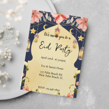 Elegante floral Fiesta Eid Invitación Eid