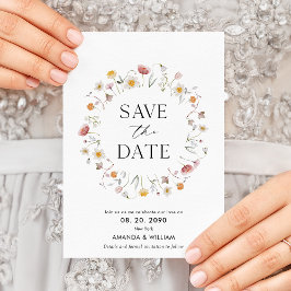 Elegante Floral Guardar La Tarjeta De Fecha