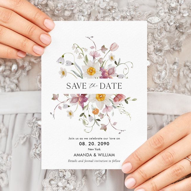 Elegante Floral Guardar La Tarjeta De Fecha (Subido por el creador)