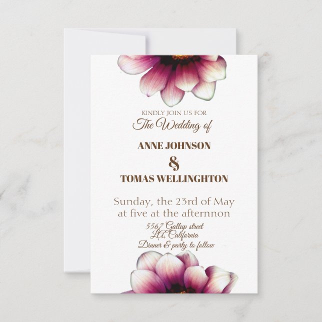 Elegante, Floral Invitación a la boda de la foto (Anverso)