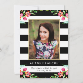 Elegante Floral | Invitación de Graduación