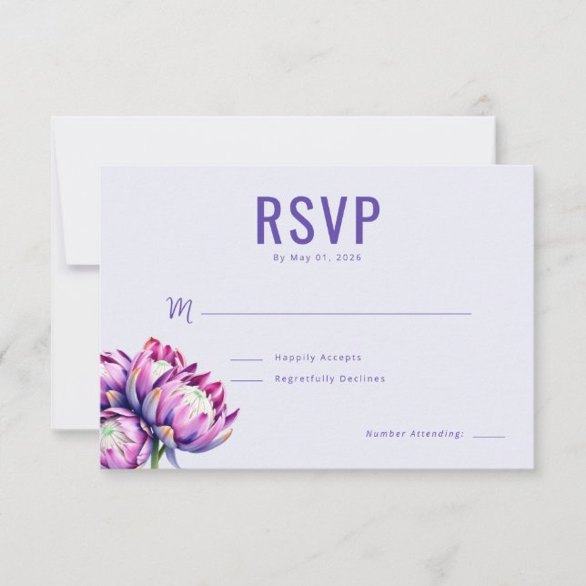 Elegante Floral Lavanda RSVP (Anverso)