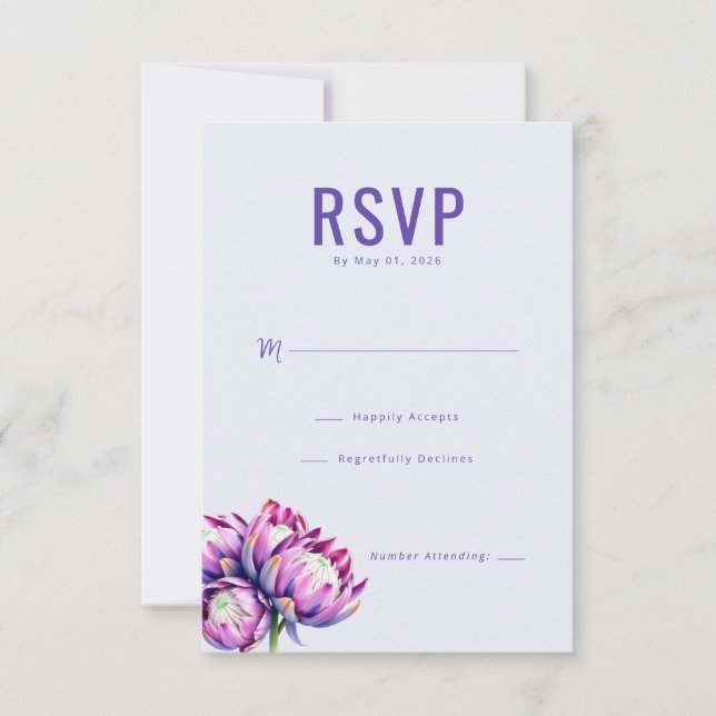 Elegante Floral Lavanda RSVP (Anverso)
