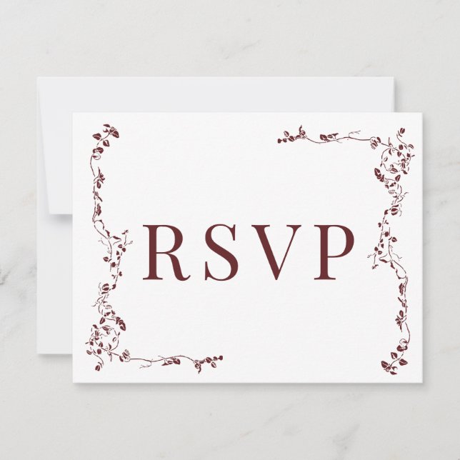 Elegante Floral Leaf Classic Wedding RSVP (Anverso)