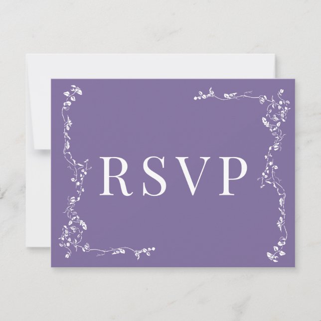 Elegante Floral Leaf Classic Wedding RSVP (Anverso)