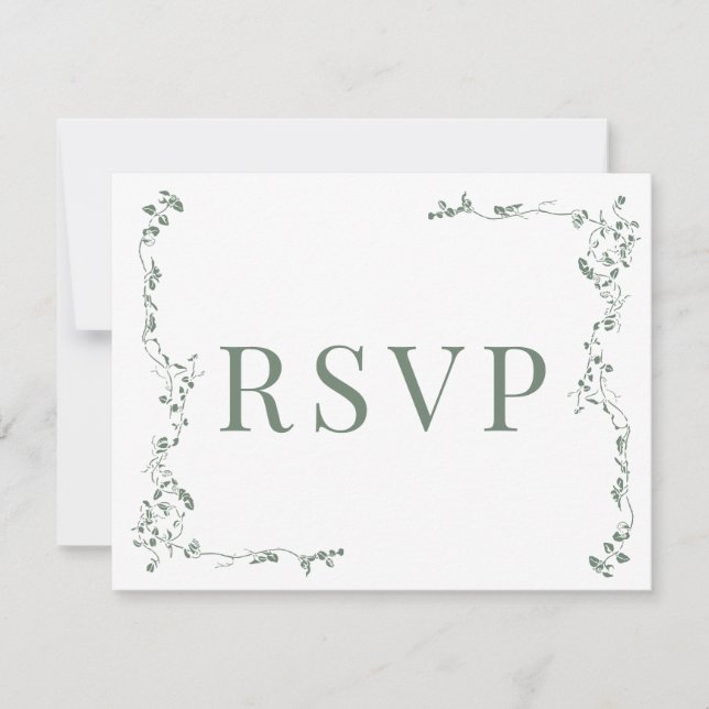 Elegante Floral Leaf Classic Wedding RSVP (Anverso)