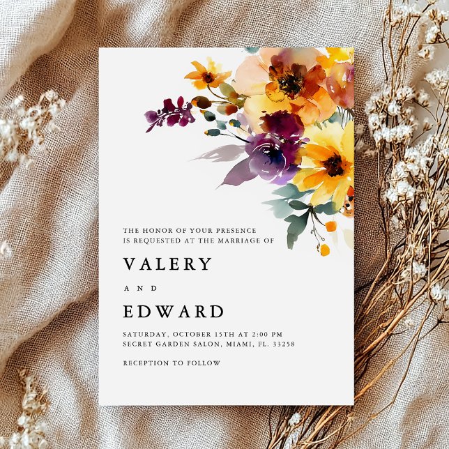 Elegante Floral Moderno Invitación a la Boda de Ot (Subido por el creador)
