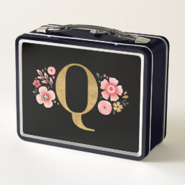 Elegante floral negra rosada